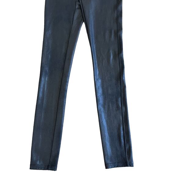 Spanx Faux Leather Leggings Women Medium Black Sheen Full Length Tummy Control - Picture 7 of 11
